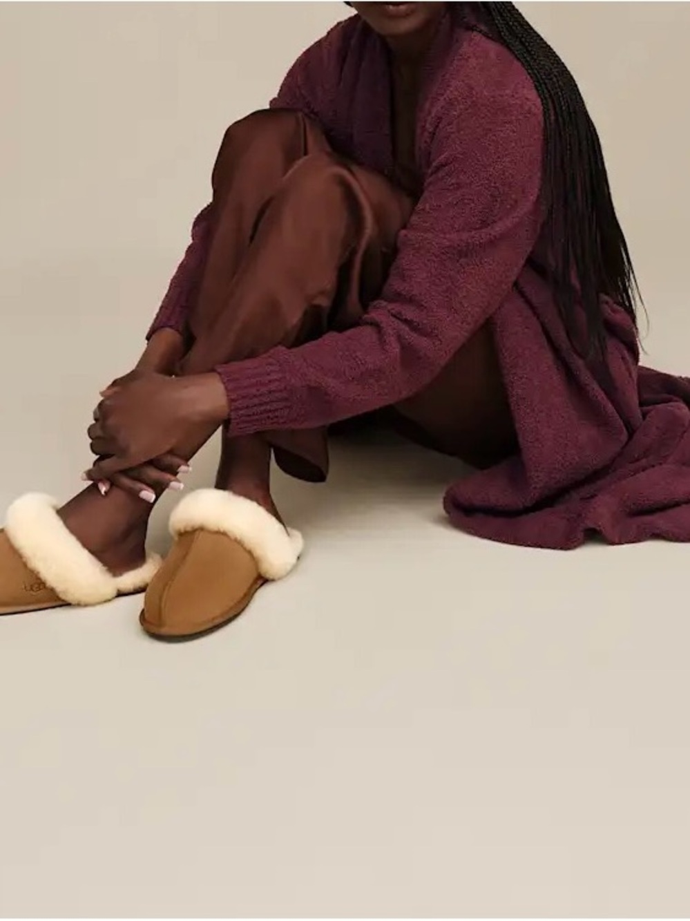 UGG Women's Chestnut Suede Shearling Clog Slippers - Chestnut & Cream